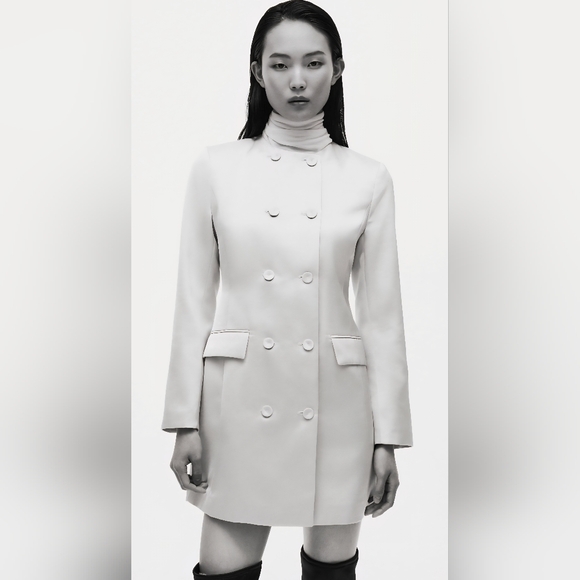 H&M Jackets & Blazers - H&M Women's Double-Breasted Light Beige Jacket Dress